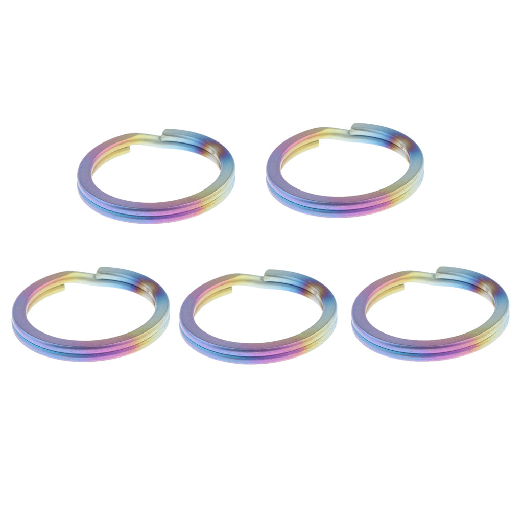 5pcs Titanium Keychain Split Ring Keyring Holder Hanging Loop 32mm Colorful