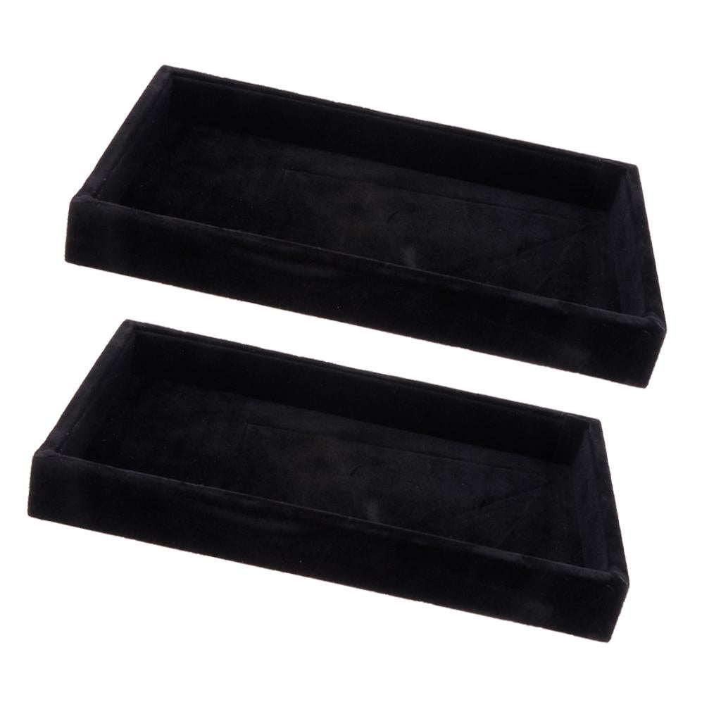 2 Pieces Velvet Necklace Bracelet Earring Anklet Jewelry Display Tray Case