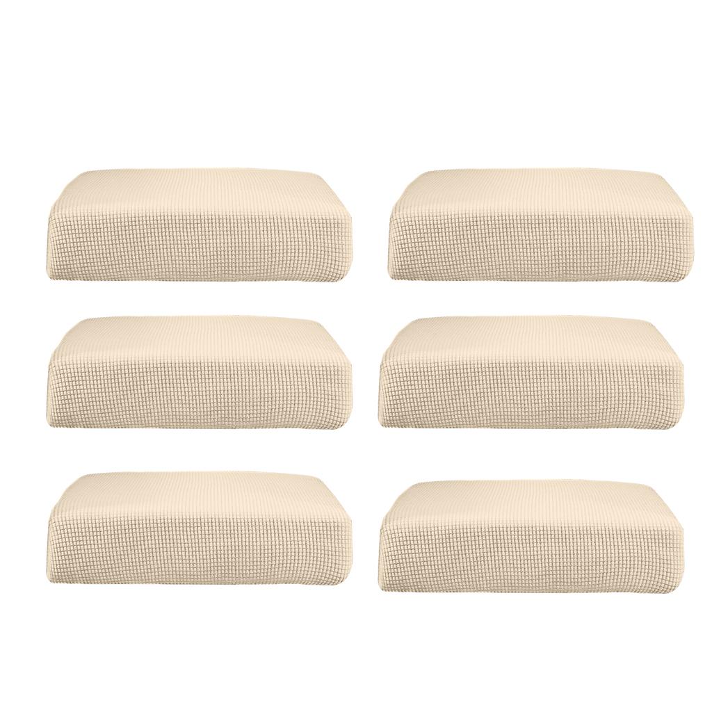 6Pcs Sofa Futon Seat Cushion Cover Couch Slipcover Protector Cream_Size S