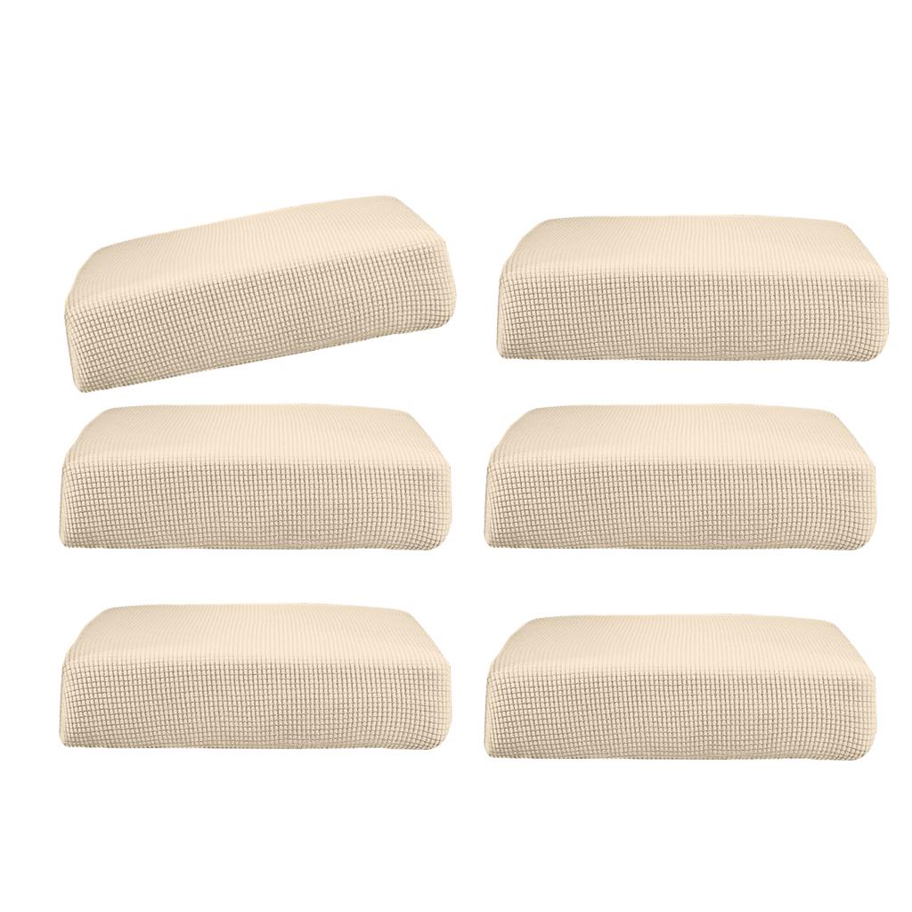 6Pcs Sofa Futon Seat Cushion Cover Couch Slipcover Protector Cream_Size S