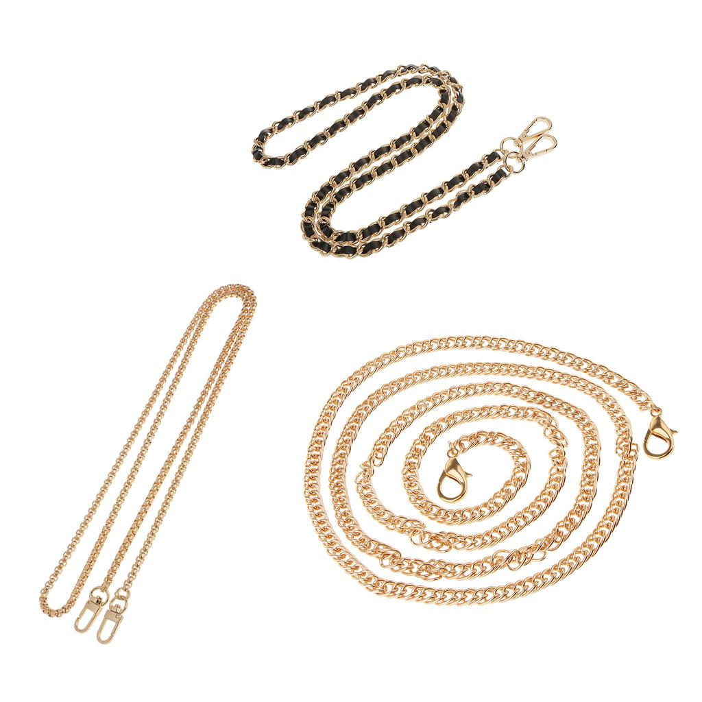 3 Pieces Skinny Chain Strap Replacement Purse Handbag Shoulder Bag Handle