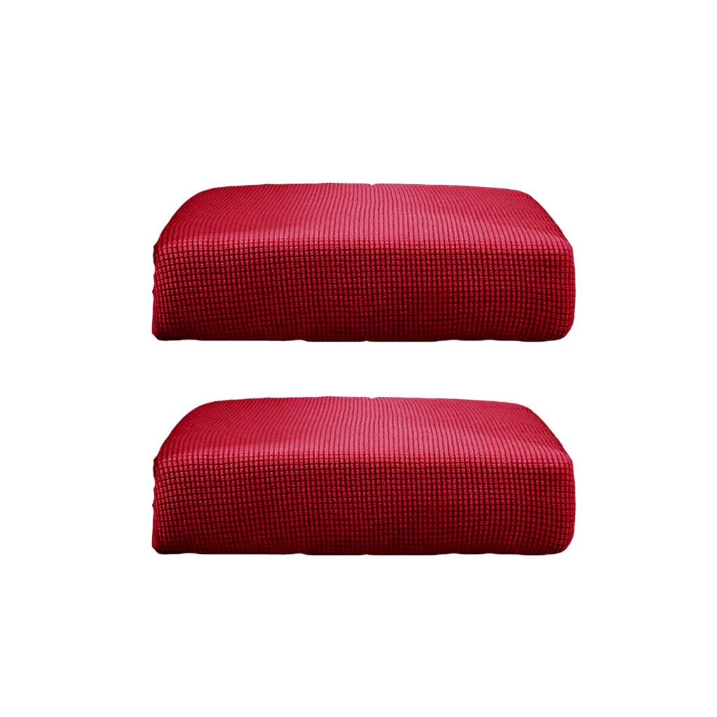 2Pcs Sofa Futon Seat Cushion Cover Couch Slipcover Protector Red_Size S