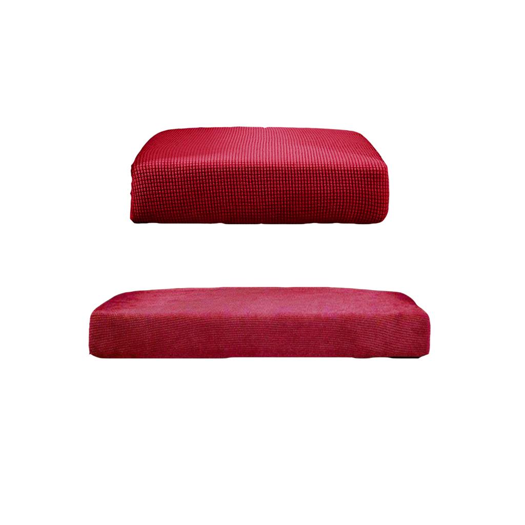 2Pcs Sofa Futon Seat Cushion Cover Couch Slipcover Protector Red_Size S &M