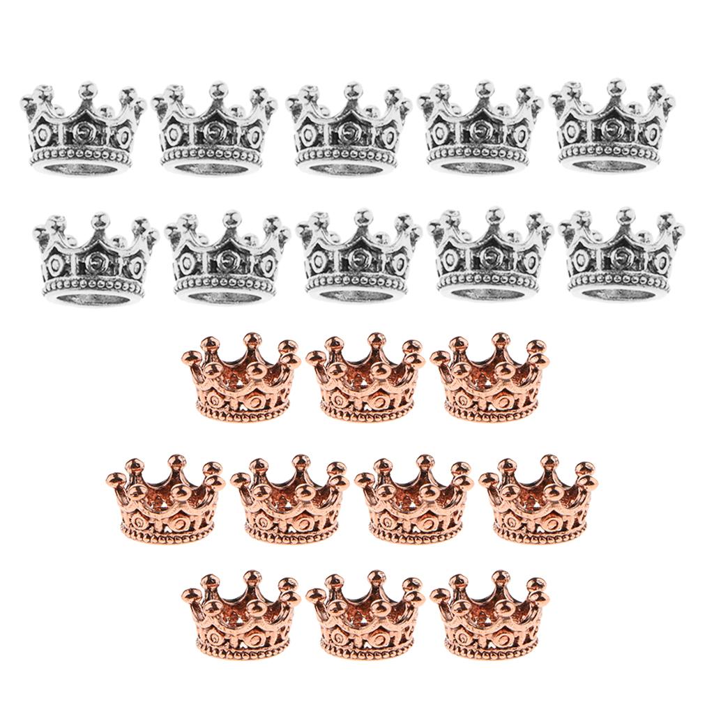 10 Pcs Mini Crown Charms Beads for Jewelry Findings 6 x11mm Silver&Rose Gold