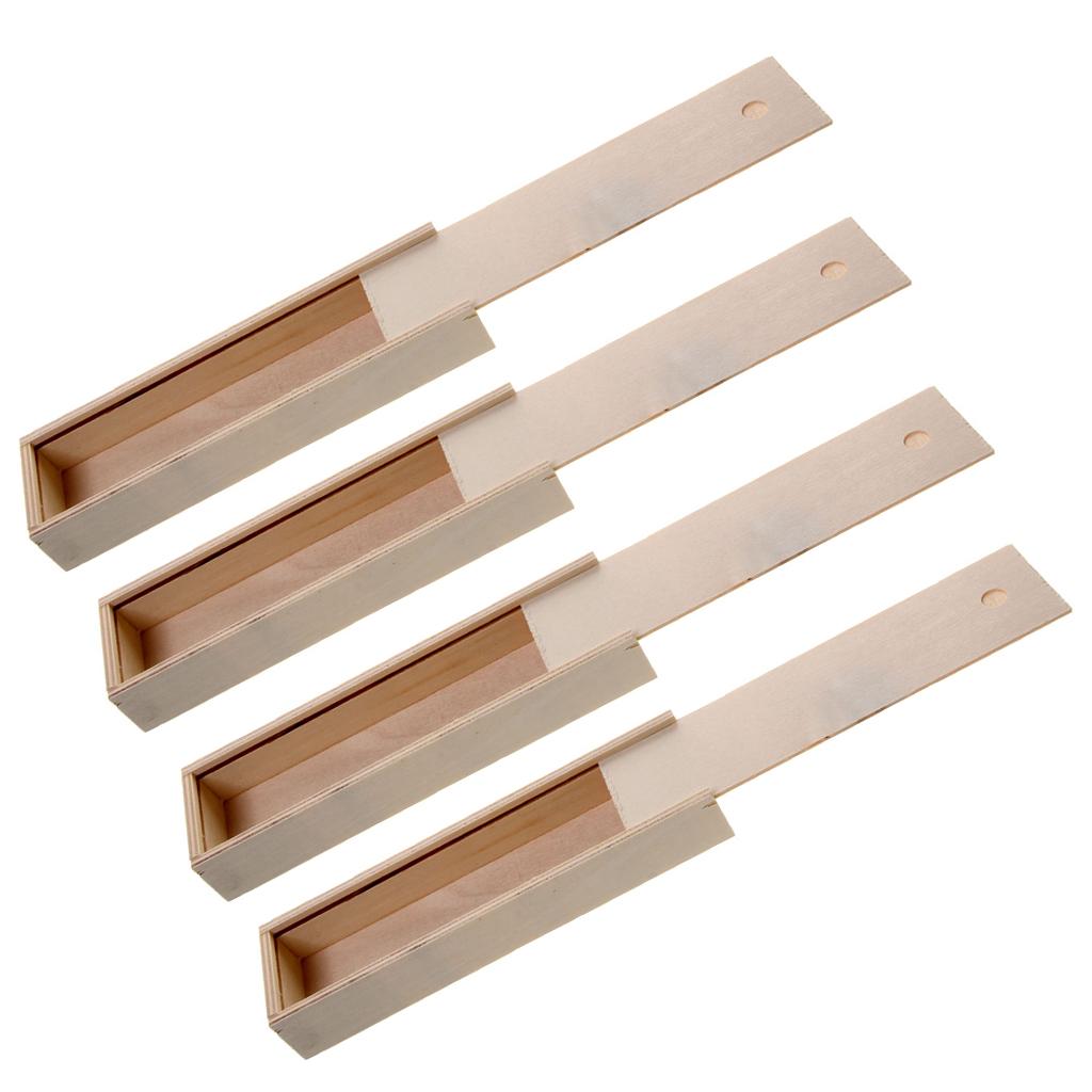 4 Pieces Wooden Unfinished Jewelry Box for Kid's DIY Craft Rectangle Shape