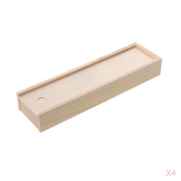 4 Pieces Wooden Unfinished Jewelry Box for Kid's DIY Craft Rectangle Shape