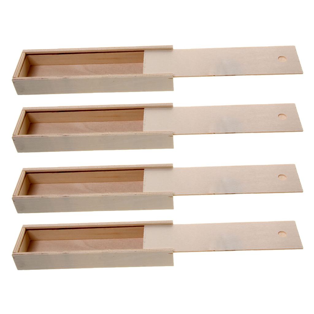 4 Pieces Wooden Unfinished Jewelry Box for Kid's DIY Craft Rectangle Shape