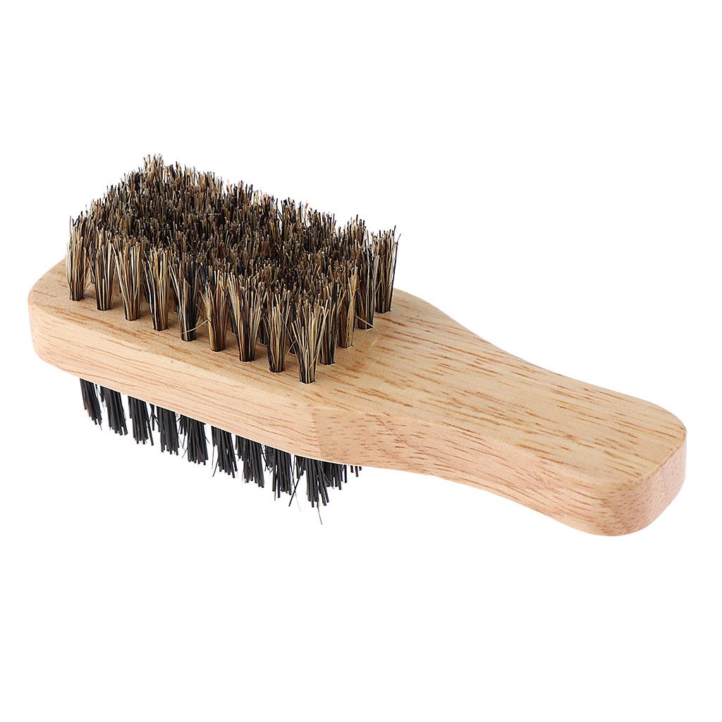 3Pcs Men 2-side Wave Hair Bristle Beard Mustache Brush w/ Wood Handle X+M+L