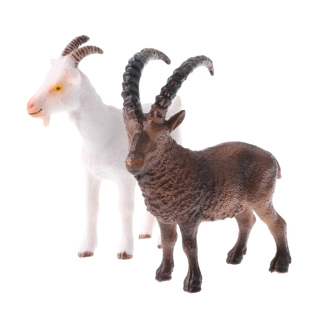 2 pieces Simulation Animal Model Figure Toys Figurine Home Decor Goat Gift