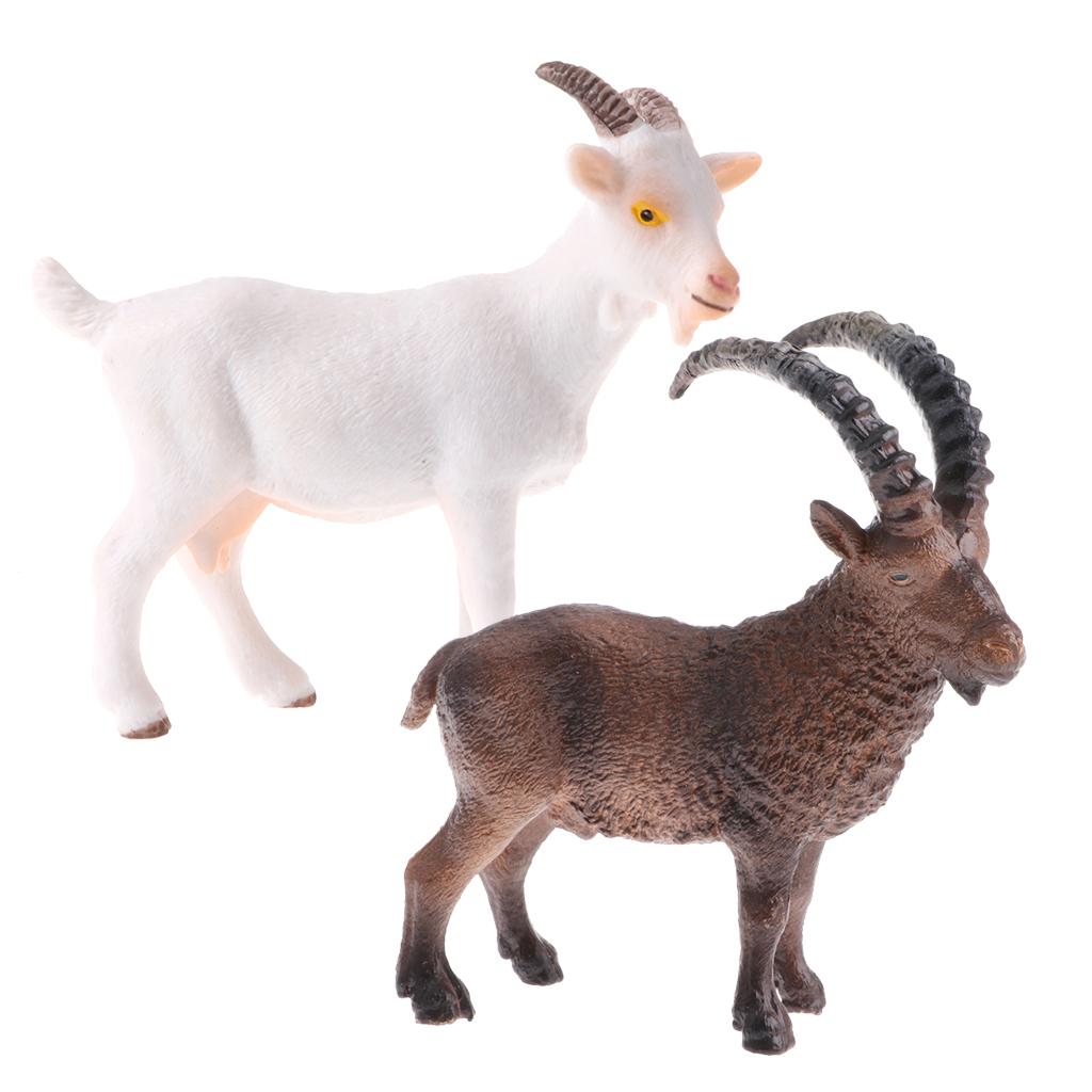 2 pieces Simulation Animal Model Figure Toys Figurine Home Decor Goat Gift