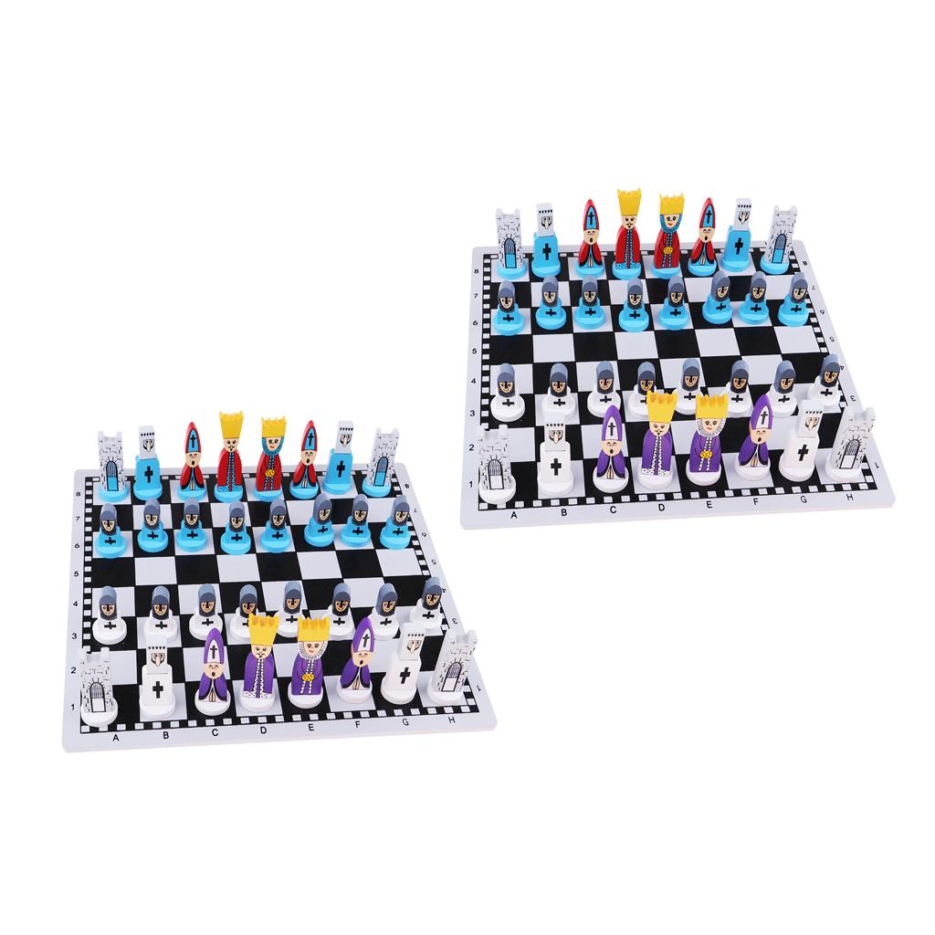 2x Wooden International Chess Game Chessman Checker Chess Pieces Gift Black