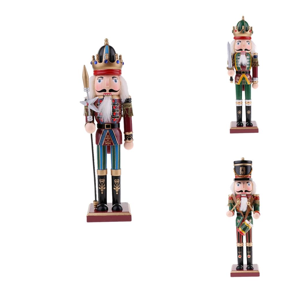 3Pcs Wooden Nutcracker Solider Figures Model Puppet Doll Toy Home Decor