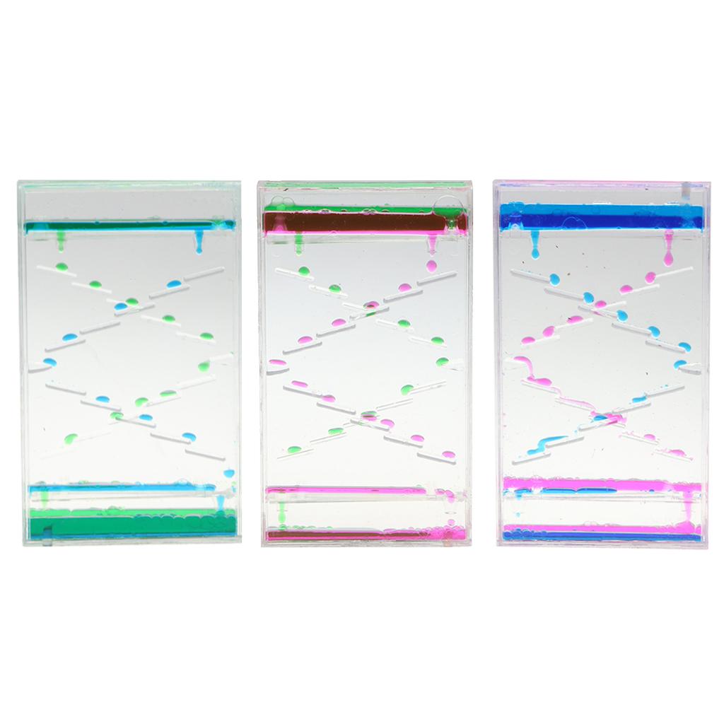 3 PCS Square Slide Mixed Floating Oil Liquid Motion Hourglass Sensory Toy
