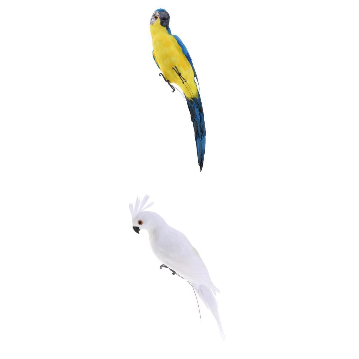 Bird Feather Realistic Home Garden Decor Ornament Parrot Bird White&Blue