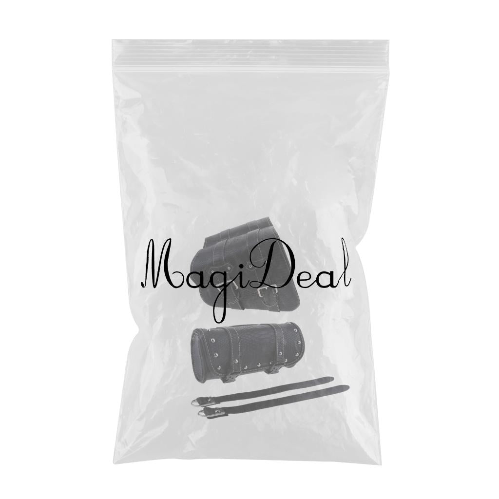 1 Pair Motorcycle Leather Swing Arm Pannier Saddle Bag & Riding Tool Bag