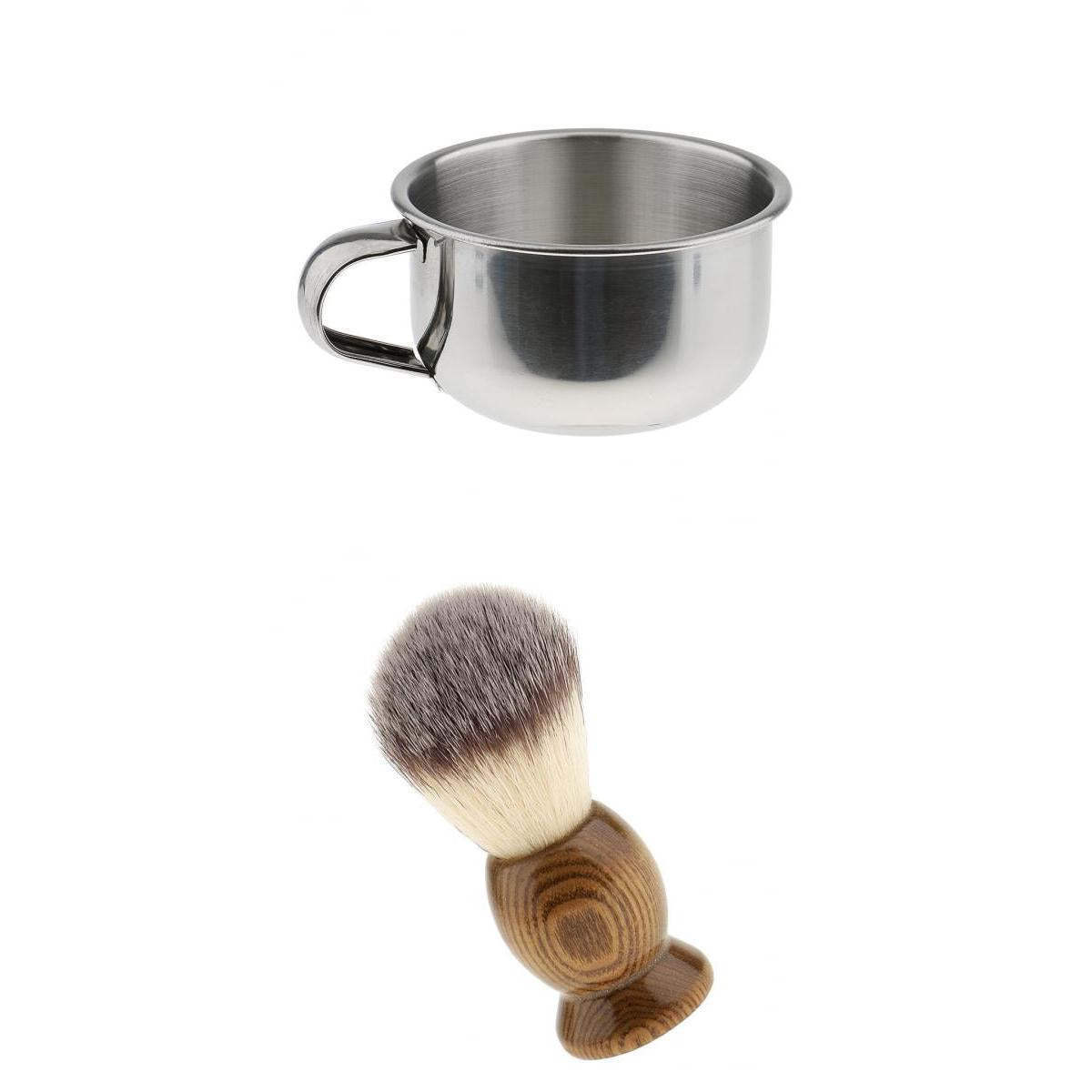 2 Pieces Men Barber Beard Grooming Moustache Shaving Brush Bowl Mug Cup Set