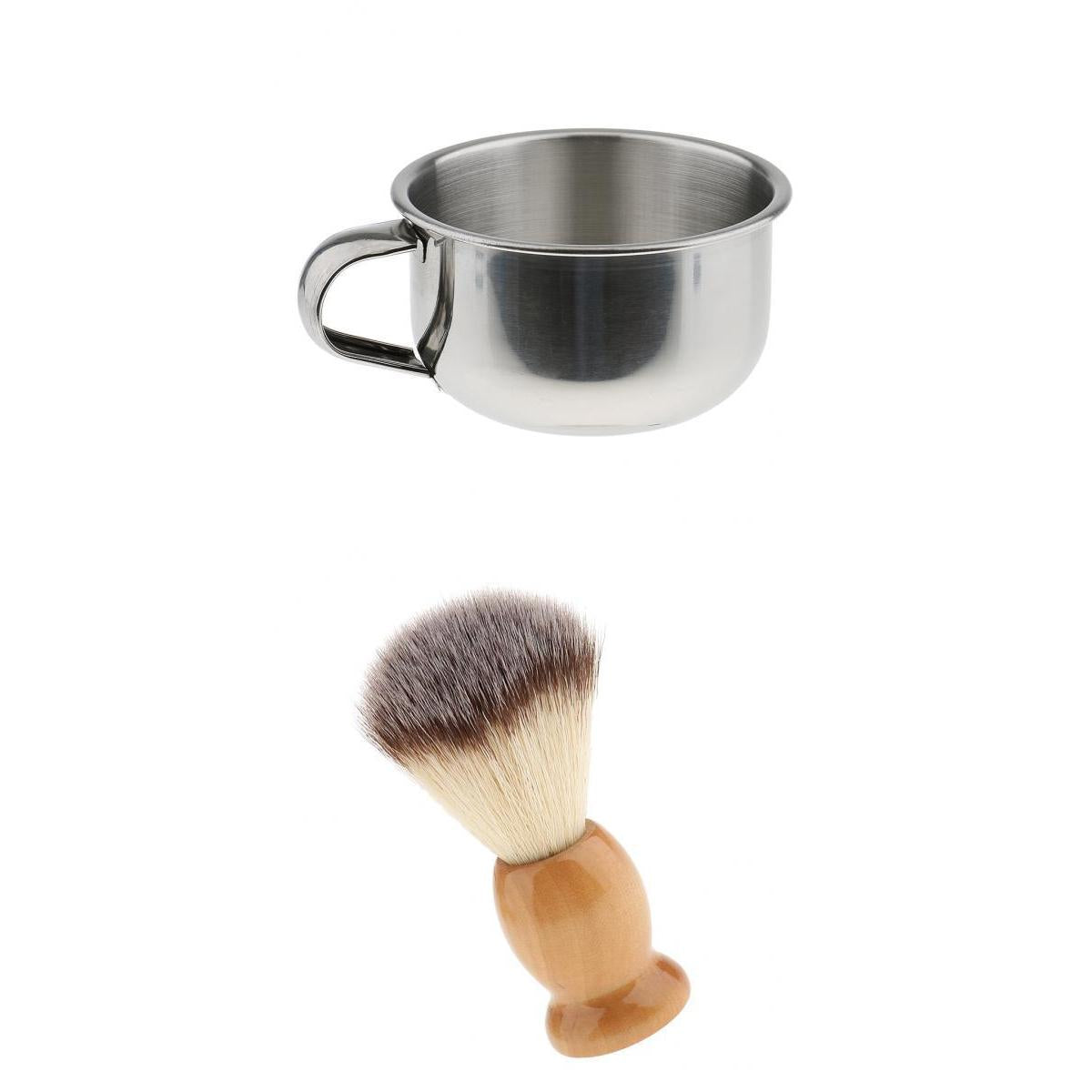 2pcs Men Beard Grooming Moustache Wood Shaving Brush Bowl Mug Cup Set