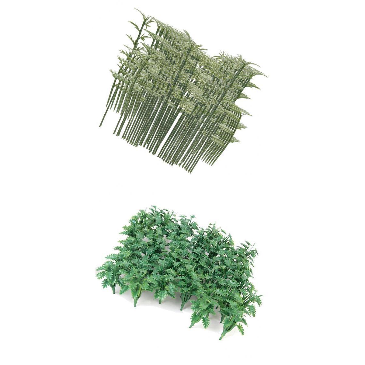 100x Bamboo Trees+50x Ground Cover Grass Model Layout for Diorama Landscape
