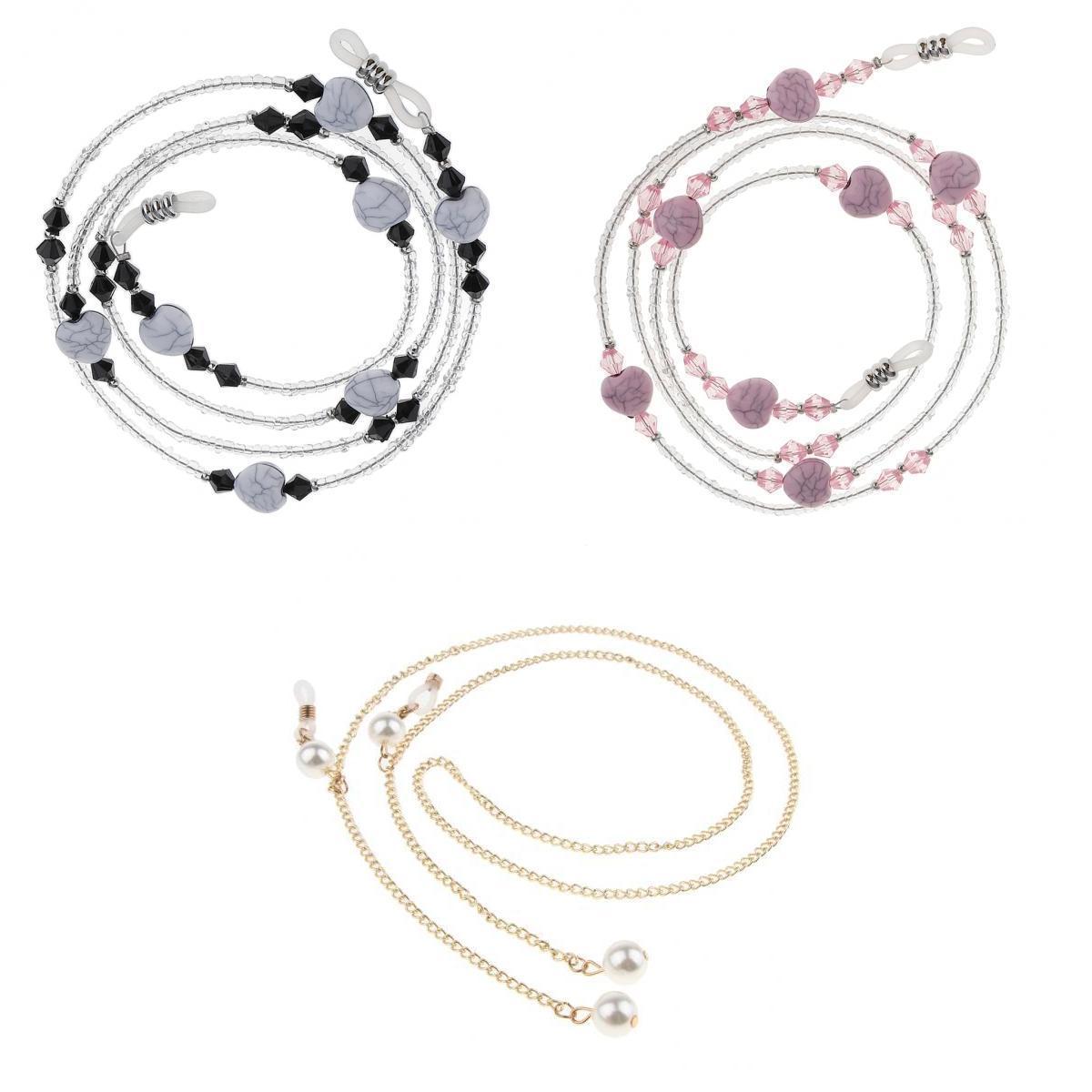 3pcs Eyeglass Sun Glasses Cord Holder Necklace Sunglass Neck Strap Chains