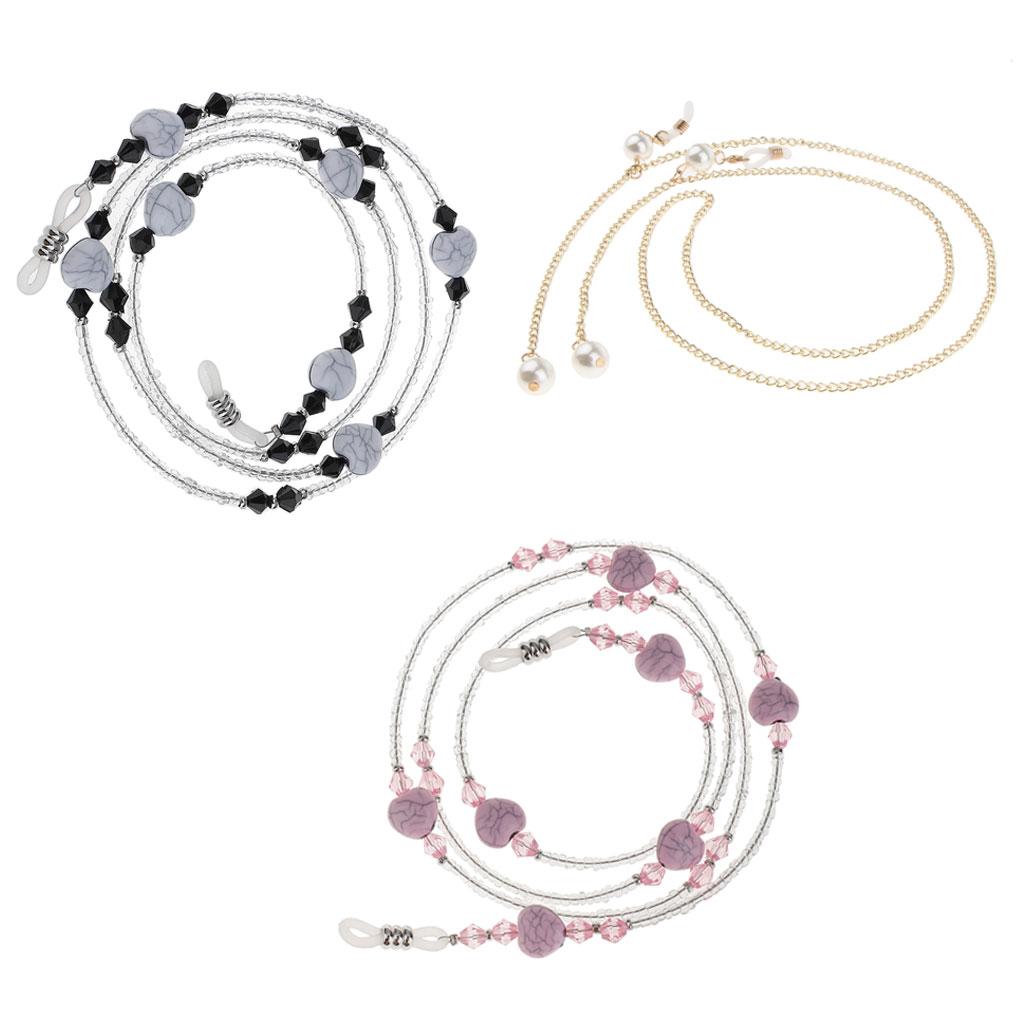 3pcs Eyeglass Sun Glasses Cord Holder Necklace Sunglass Neck Strap Chains