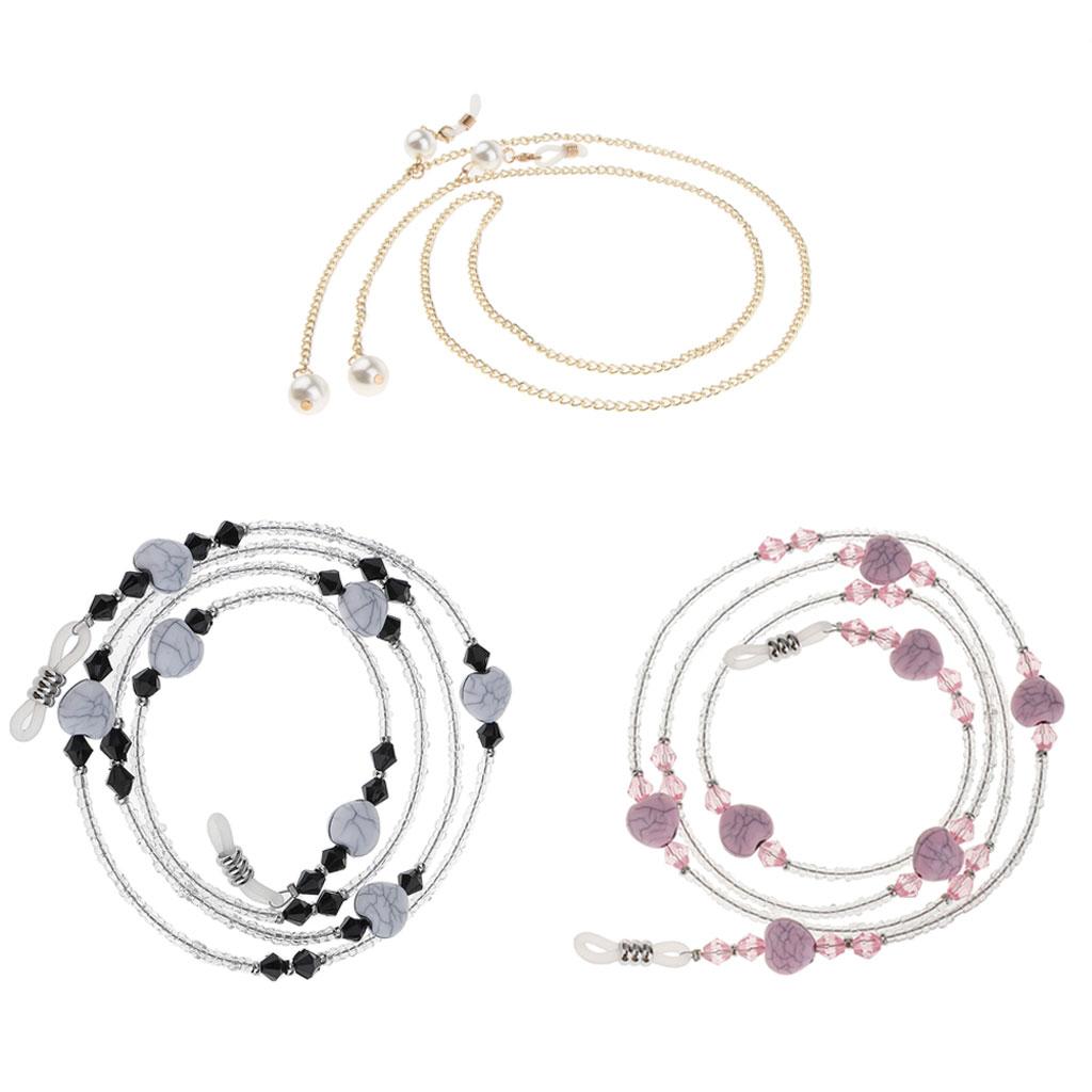 3pcs Eyeglass Sun Glasses Cord Holder Necklace Sunglass Neck Strap Chains