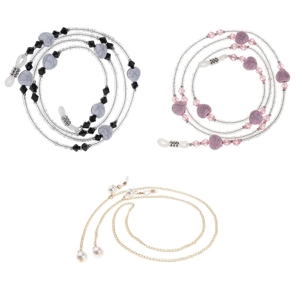 3pcs Eyeglass Sun Glasses Cord Holder Necklace Sunglass Neck Strap Chains