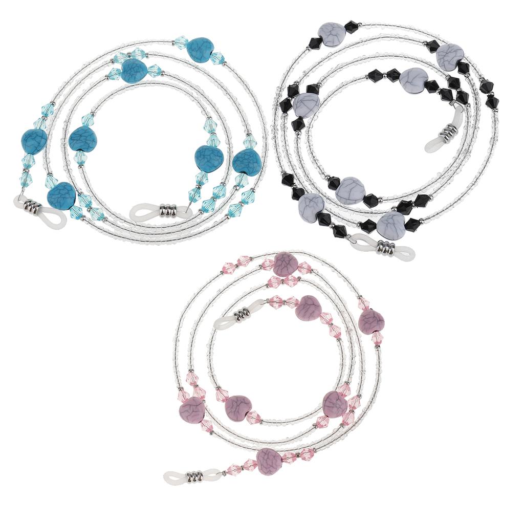 3 Pieces Eyeglass Sunglasses Cord Holder Necklace Sunglass Neck Strap Chains