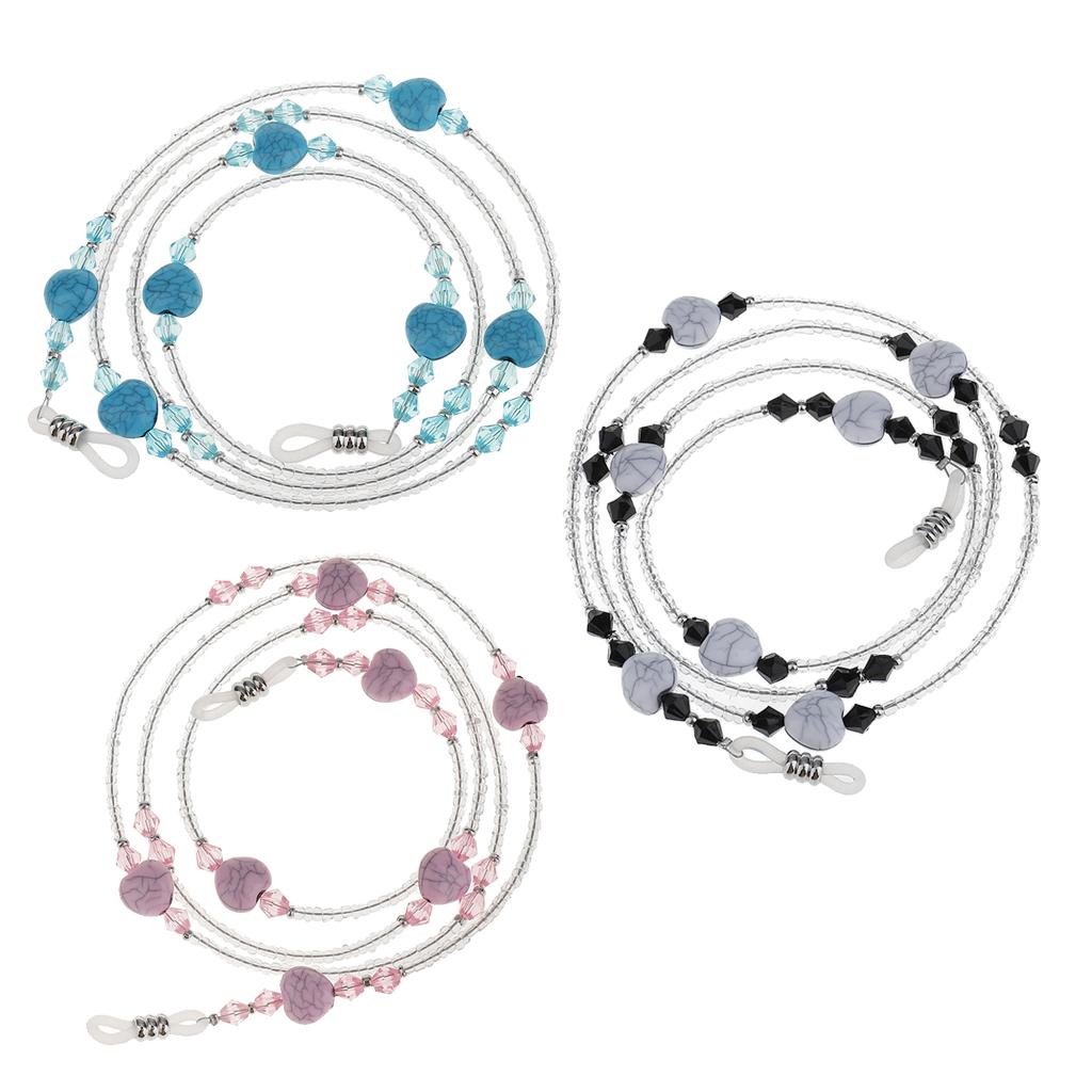 3 Pieces Eyeglass Sunglasses Cord Holder Necklace Sunglass Neck Strap Chains
