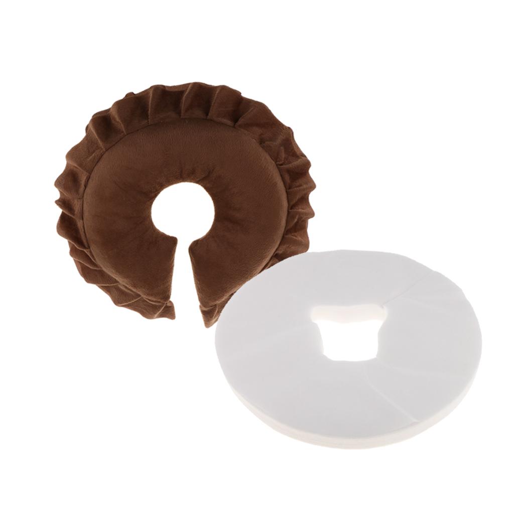 Coffee Massage Table Bed Face Cradle Pillow + 100 Disposable Cushion Cover