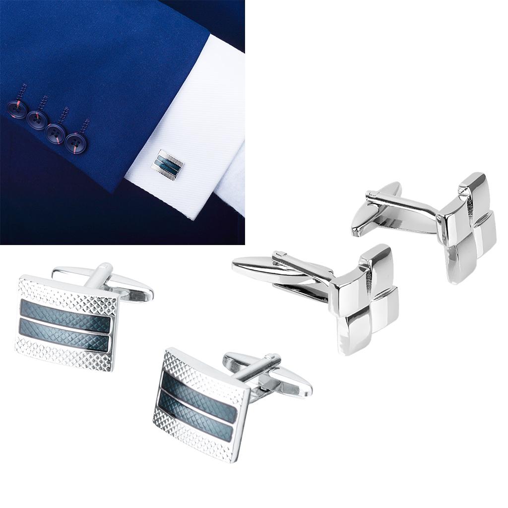 2 Pairs Classic Tuxedo Shirt Cufflinks For Men Business Wedding Cuff Links
