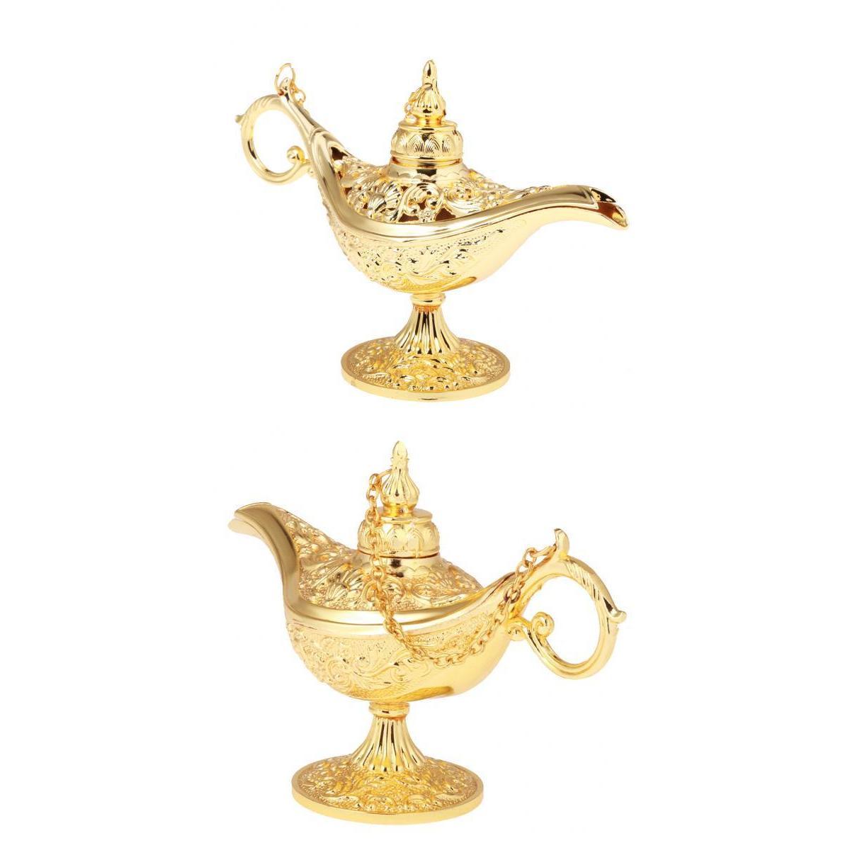 2pcs Gold Magic Genie Light OiL Lamp Pot Mini Legend Light Stunning Decor