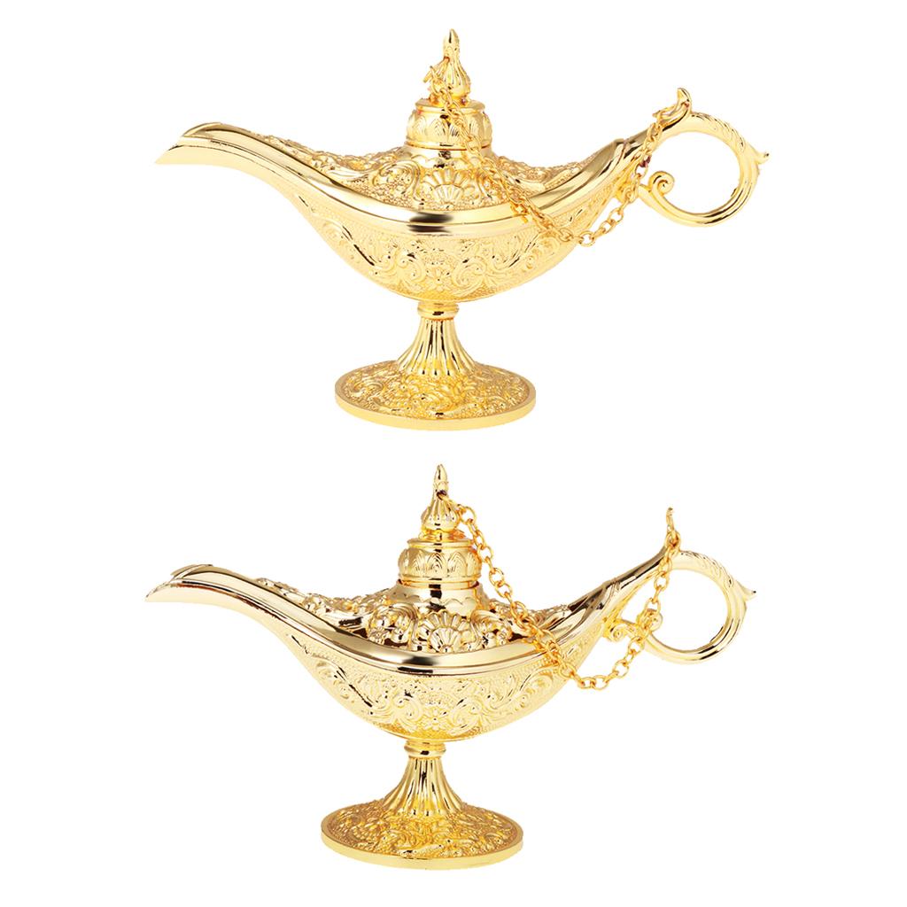 2pcs Gold Magic Genie Light OiL Lamp Pot Mini Legend Light Stunning Decor