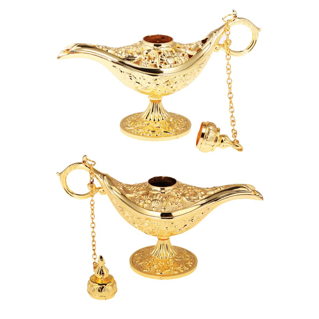 2pcs Gold Magic Genie Light OiL Lamp Pot Mini Legend Light Stunning Decor