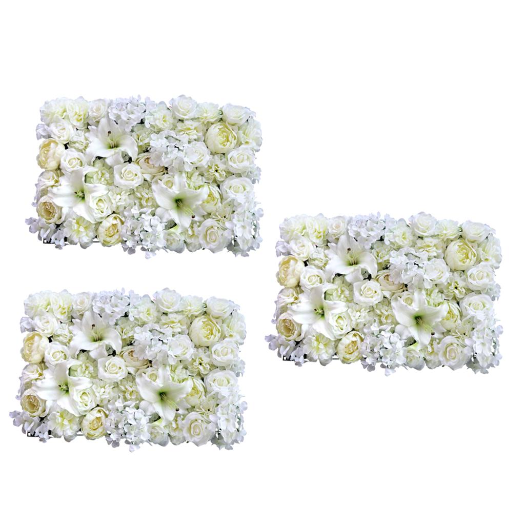 3 Pieces Artificial Rose Peony Lily Flower Wall Panel Wedding Venue Backdrop