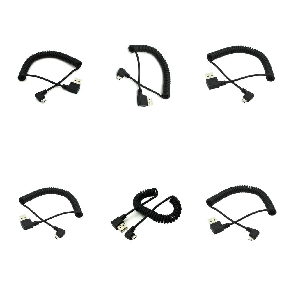 6 Pieces 1m Spring Coiled USB 2.0 Male A to Micro USB 5-pin Cable Cord