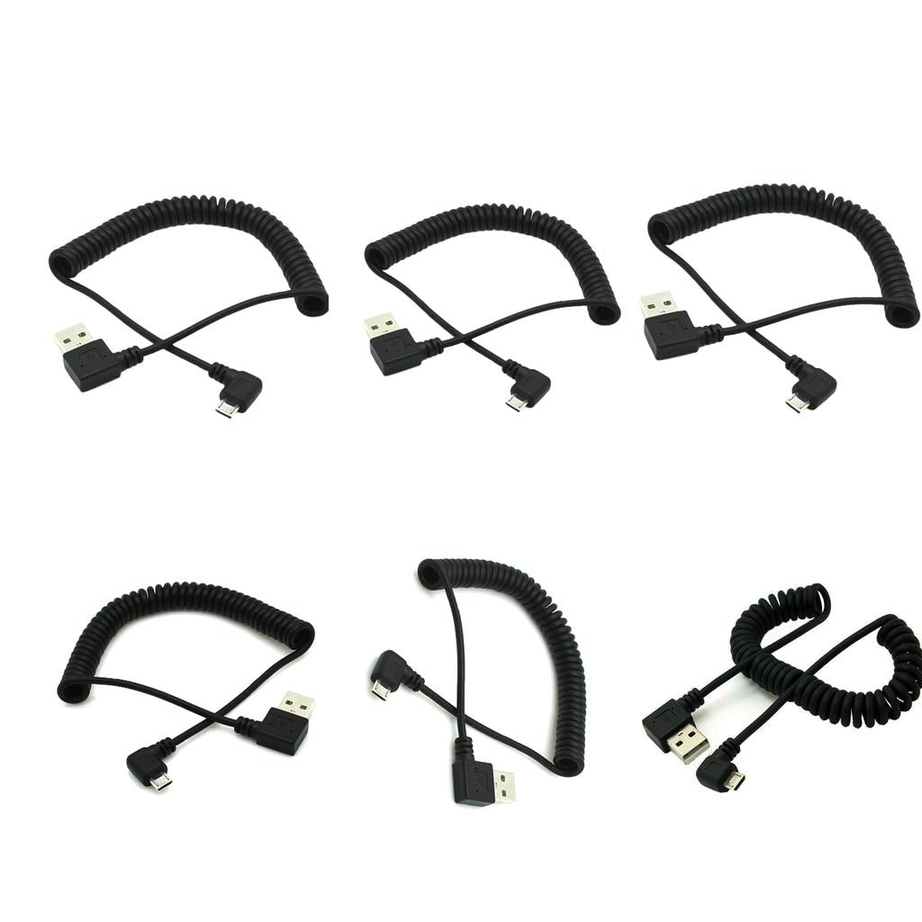 6 Pieces 1m Spring Coiled USB 2.0 Male A to Micro USB 5-pin Cable Cord
