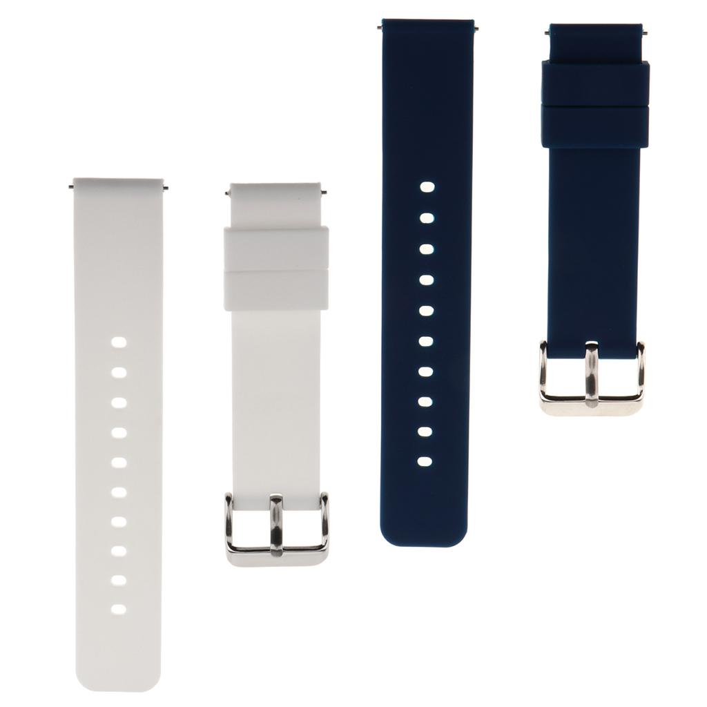 2 Pieces Silicone Watch Bands Quick Release Straps Stainless Steel Buckle
