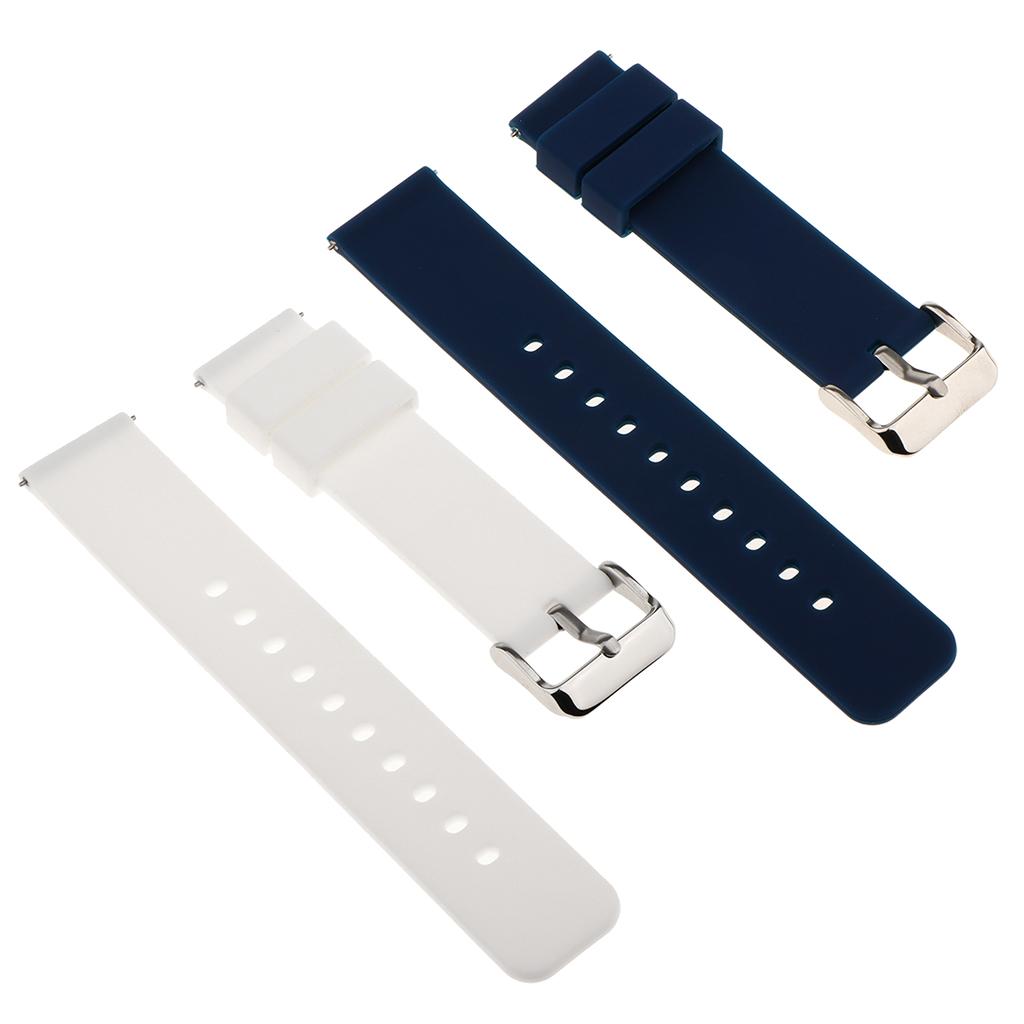 2 Pieces Silicone Watch Bands Quick Release Straps Stainless Steel Buckle