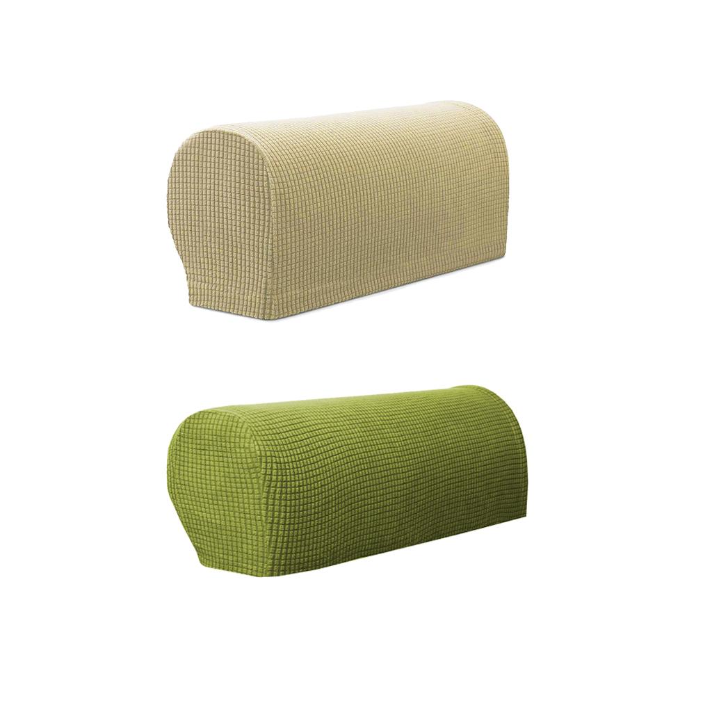 2 Pair(Beige &Green) Sofa Armrest Covers Armchair Slipcovers Protector