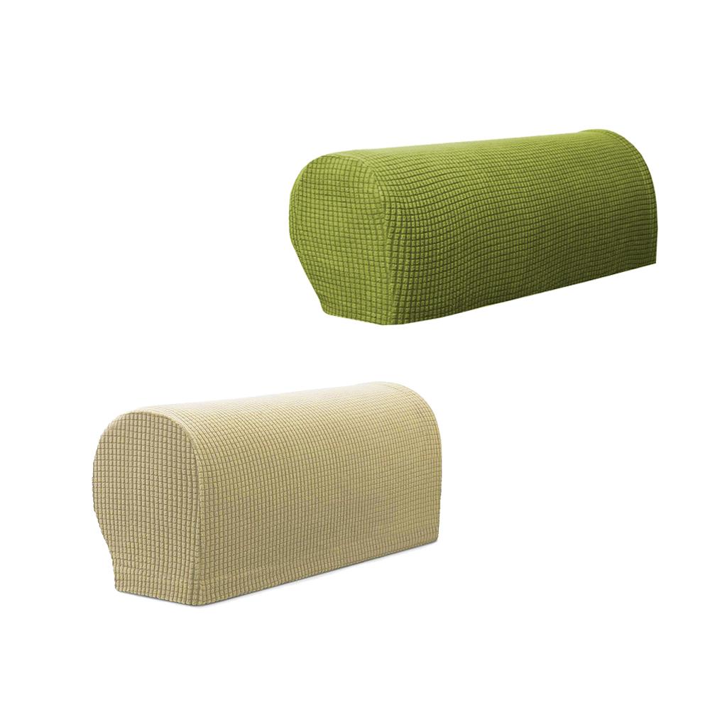 2 Pair(Beige &Green) Sofa Armrest Covers Armchair Slipcovers Protector