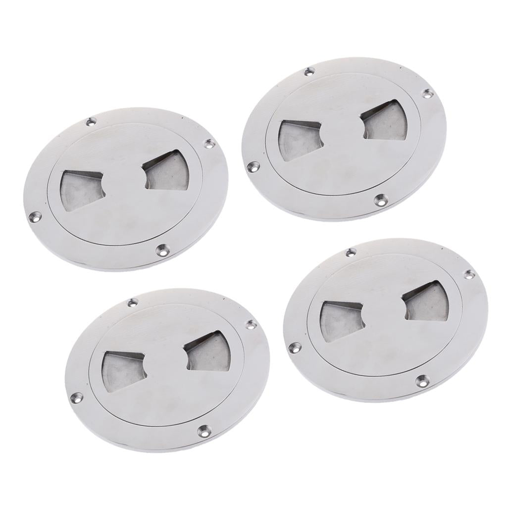 4 Pieces Marine 316 Stainless Steel Inspection Deck Plate Boat Hand Tighten