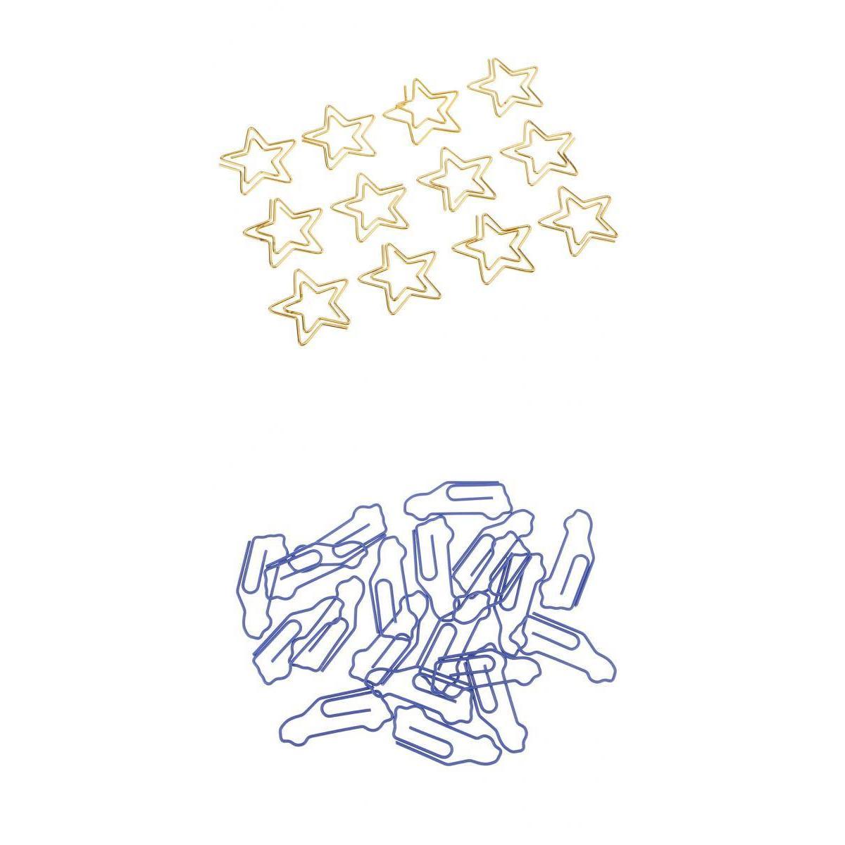 12pcs golden star shape paper clip +20pcs blue car shape marking clips
