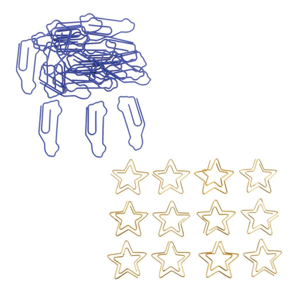 12pcs golden star shape paper clip +20pcs blue car shape marking clips