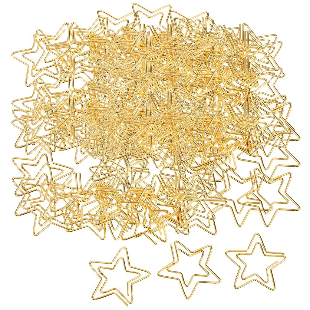 120Pcs Commonly used Clips Star Paper Clips for Office Gold Color 2.6x2.3CM