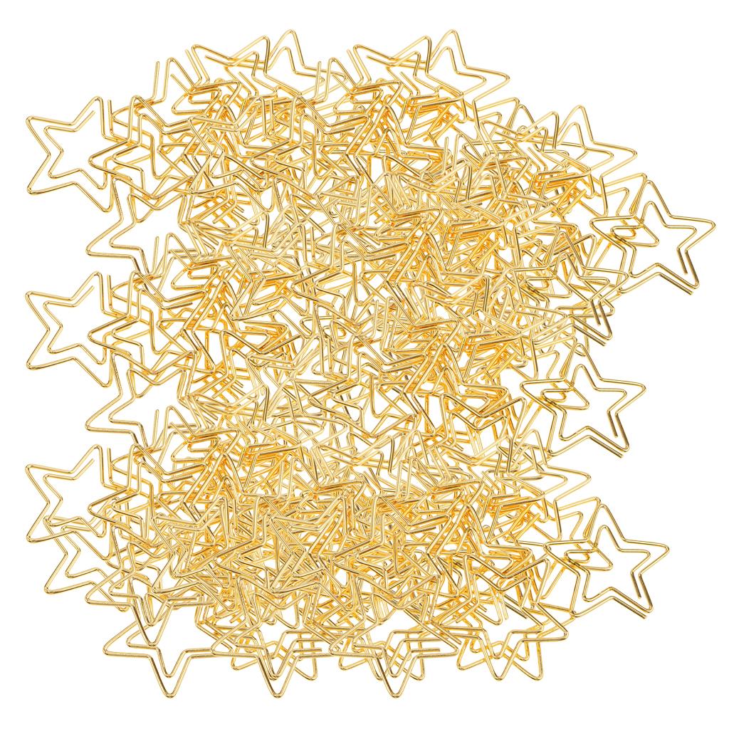 120Pcs Commonly used Clips Star Paper Clips for Office Gold Color 2.6x2.3CM