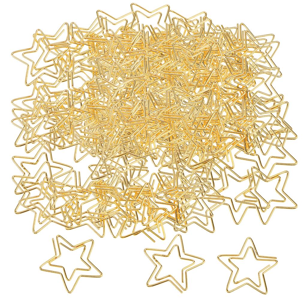 120Pcs Commonly used Clips Star Paper Clips for Office Gold Color 2.6x2.3CM