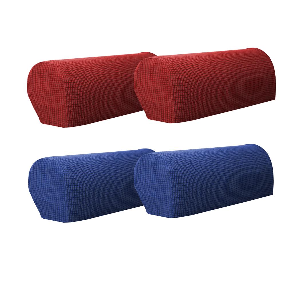 2 Pair(Red &Blue) Sofa Armrest Covers Armchair Slipcovers Protector