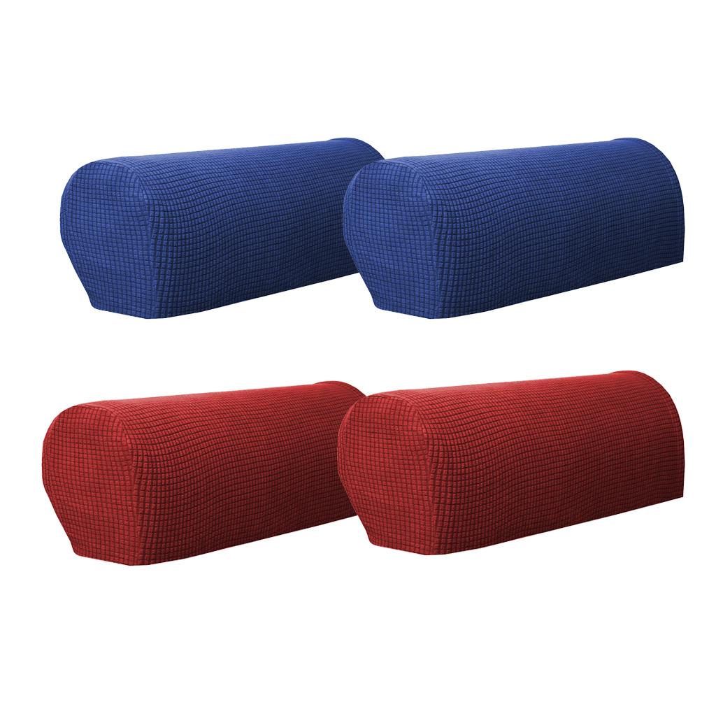2 Pair(Red &Blue) Sofa Armrest Covers Armchair Slipcovers Protector