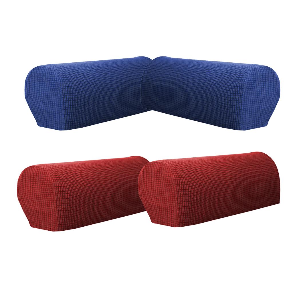 2 Pair(Red &Blue) Sofa Armrest Covers Armchair Slipcovers Protector