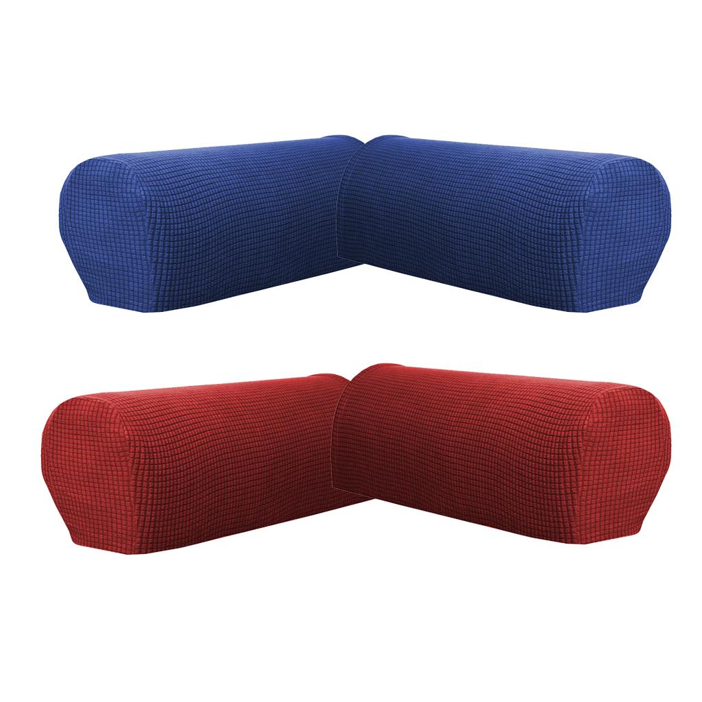 2 Pair(Red &Blue) Sofa Armrest Covers Armchair Slipcovers Protector